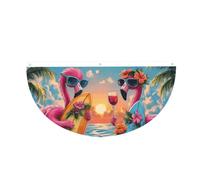 CSIVKEJ Drapeau à suspendre en demi-rond avec imprimé flamant rose