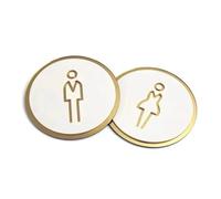 CSSHNL Stickers WC 1 Plaque de Porte de Toilettes for Hommes et Femmes de 12 cm/4,72 Pouces, Panneau de Rappel de Chaleur, signalisation de Toilettes, Porte autocollante(Double)