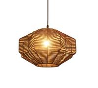 CSSYKV Abat-jour En Rotin Style Wabi-sabi, Diamètre 15,7 Pouces | Lampes suspendues vintage en osier, luminaires primitifs, lanterne artisanale, suspension rustique pour couloir ou entrée.
