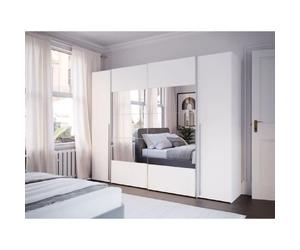 Cstore Armoire 4 portes avec miroir - Blanc