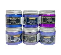 CSY art gallery Ensemble de peinture acrylique métallisée, 60 ml x 6 pigments d'encre violets et bleus irisés, ne se décolorent pas, riches, vifs, brillants, formule à séchage rapide(Seine Night)