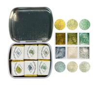 CSY art gallery Ensemble de peintures aquarelles métallisées/mica faites à la main, scintillantes et scintillantes pour artistes, amateurs et calligraphes(Firefly Forest)