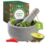 CT Mortier et Pilon en Granit, Capacité 2 Tasses (Gris) | Idéal pour Broyer Épices, Guacamole, Pesto et Salsa