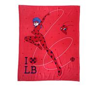 CTI 47737 Couverture Câline à Carreaux Miraculous Ladybug Jump, 125cm Largeur, 150cm Longueur, Rouge