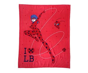 CTI 47737 Couverture Câline à Carreaux Miraculous Ladybug Jump, 125cm Largeur, 150cm Longueur, Rouge