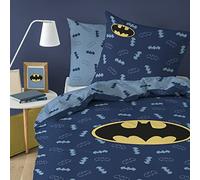 CTI Batman Iconic Parure de lit imprimée 100% Coton - Licence Officielle | Housse de Couette 140x200 cm + 1 taie 63x63 cm | Fermeture boutons | Chambre enfant, lit 1 place | Certification Oeko-Tex