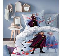 CTI Parure de lit Disney La Reine des Neiges 2 - 135 x 200 cm + 80 x 80 cm - Anna, Elsa & OLAF - Parure de lit pour fille - 100 % coton - 135 x 200 cm
