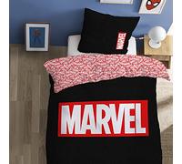 CTI Parure de lit imprimée 100% Coton, Marvel Home Identity 140x200 cm 47654 Noir/Rouge