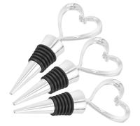 CTIRCHIU Bouchons de bouteille de vin en métal argenté forme cœur lot de 3 bouchons réutilisables pour bouteille de vin et huile cadeaux homme