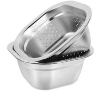 CTIRCHIU Ensemble Passoire Cuisine et Bassine en Acier Inoxydable Argenté, Panier à Fruits et Légumes, Résistant la Déformation et Incassable, pour Crémaillère