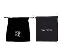 CTIRCHIU Lot de 2 Paquet à Cordon en Tissu Imperméable pour Sèche-cheveux Noir, Organiseurs Compacts pour Voyages et Hôtels