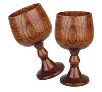 CTIRCHIU Lot de 2 Verres à Vin en Bois Design Vintage Unique Silhouette Élancée et Stabilité Renforcée, pour Mariage et Repas Quotidiens