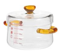 CTIRCHIU Marmite Résistant à Haute Température 150ml Double Poignée avec Couvercle en Verre Ustensile Cuisine pour Cuisson Vapeur et Bain-marie
