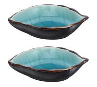 CTIRCHIU Repose Cuillère en Céramique pour Organisation Facile des Ustensiles Forme Feuille 2 Pièces Cuisine Table à Manger ou Plan de Cuisson