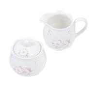 CTIRCHIU Set Élégant de Sucrier et Pot à Lait en Céramique Blanche avec Couvercle, Poignée Facile à Saisir, Forme Créative, pour Bureau ou Fête de Pendaison de Crémaillère