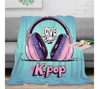 CTJQHVKZ 3D Imprimé Headphones Kpop Plaid de Voyage Microfibre Literie Vif Graphic Design Jeté de Salon Antistatique pour Jeunes Gammers Colocataires 40x50inch(100x130cm)