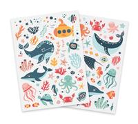 CTOP Gommettes monde sous-marin - 128 pièces - de 0,3 à 7,5 cm - Muticolore - Imprimé animal - Papier - Classique - Pour loisir créatif - STICKER_DECAL - Animal - tous support
