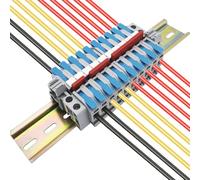 CTRICALVER Kit de Bornier de Rail DIN, 10 pcs Connecteurs Électriques Rapides (Bleu), Avec Bande de Repérage, Bande de Connexion (2/3/4/5 Pin) et Module Fixe