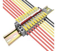 CTRICALVER Kit de Bornier de Rail DIN, 10 pcs Connecteurs Électriques Rapides (Jaune), Avec Bande de Repérage, Bande de Connexion (2/3/4/5 Pin) et Module Fixe