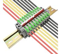 CTRICALVER Kit de Bornier de Rail DIN, 10 pcs Connecteurs Électriques Rapides (Vert), Avec Bande de Repérage, Bande de Connexion (2/3/4/5 Pin) et Module Fixe
