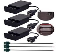 CTRICALVER Porte-Batteries 3 Piles AA 4,5V Interrupteur Couvercle, Boîte Support Batterie borne USB Femelle câble USB mâle 0,3 m, Ensemble *3 Conforme Bandes LED Bricolage