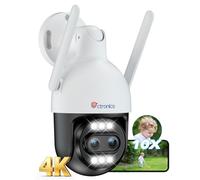 Ctronics 10X Zoom Hybride 4K Caméra Surveillance Extérieure, Double Objectif, Métal IP Camera 2.4/5GHz WiFi, Suivi Auto/Détection Hum/Véh/ANI, 256GB TF/Cloud, Vision Nocturne Color, IP66 (Blanc)