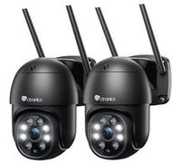 Ctronics 2.5K 4MP Caméra Surveillance WiFi Extérieure PTZ Caméra IP 360° Vision Nocturne Couleur Détection Humaine Suivi Automatique Audio Bidirectionnel IP66 Étanche Slot Carte TF (2 Pcs) G