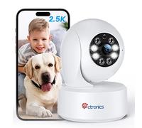 Ctronics 2,5K 4MP Caméra Surveillance WiFi Intérieure, 2,4/5GHz PTZ Camera Bluetooth avec Vision Nocturne Couleur, PTZ 355°/ 120°, Détection Humaine/Mouvement & Auto Tracking pour Bébé/Animaux (Blanc)