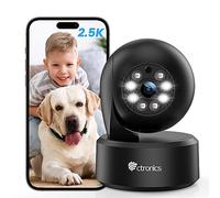 Ctronics 2,5K 4MP Caméra Surveillance WiFi Intérieure, 2,4/5GHz PTZ Camera Bluetooth avec Vision Nocturne Couleur, PTZ 355°/ 120°, Détection Humaine/Mouvement & Auto Tracking pour Bébé/Animaux (Noir)