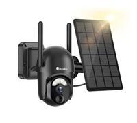 Ctronics 2K Caméra Surveillance WiFi Extérieur Solaire, 360°PTZ IP Caméra de Surveillance sans Fil sur Batterie,2.4/5GHz WiFi, Vision Nocturne Couleur PIR Détection Humaine Audio Bidirectionnel IP66