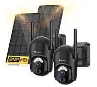 Ctronics 2K Caméra Surveillance WiFi Extérieur Solaire, 360°PTZ IP Caméra de Surveillance sans Fil sur Batterie 2304X1296P Vision Nocturne Couleur PIR Détection Humaine Audio Bidirectionnel IP66