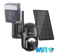 Ctronics 2K Caméra Surveillance WiFi Solaire PTZ, Vision Nocturne Couleur, PIR Détection Humaine, Cloud/Carte TF