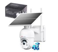 Ctronics 4G/3G LTE Caméra de Surveillance Solaire 2K 3MP avec Carte SIM, 30m Vision Nocturne Couleur, PIR Détection Humaine, IP66