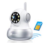 Ctronics 4G Caméra Surveillance Intérieure, Suivi Automatique,App & PC | Vision Nocturne Couleur 20m,8 Positions Prédéfinies,FTP/Cloud, 360° PTZ SIM Camera, Murale ou Plafond,Audio Bidirectionnel