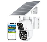 Ctronics 4G LTE Caméra Surveillance Exterieur sans Fil Double Objectif, 15600mAh Batterie 8W Panneau Solaire Caméra avec Carte Sim Vision Nocturne Couleur PIR Détection PC/Cloud/IP66-NO WiFi (Blanc)