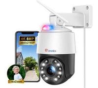 Ctronics 4K 8MP Caméra Surveillance WiFi 2.4/5Ghz Extérieure avec Auto Balayage/Suivi/Zoom 16X, Détection Humains/Véhicules/Animaux, 60M Vision de Nuit, TF/Cloud G