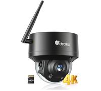 Ctronics 4K 8MP Dôme Caméra Surveillance WiFi Extérieure, WiFi 2.4/5GHz PTZ Caméra IP Détection Humain/Véhicule/Animaux, Suivi Auto, UHD IR Vision Nocturne, Carte TF 64Go Inclus, PC/Cloud/IP66/Metal