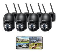 Ctronics 4MP Kit Caméra de Surveillance exterieur Sans fil Lot de 4 Détection Humaine Suivi Automatique Audio Bidirectionnel IP66