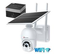 Ctronics 5MP Caméra Surveillance ,Panneau Solaire 6W, Détection PIR Humaine et Suivi Automatique, Alarme Sonore & Lumineuse