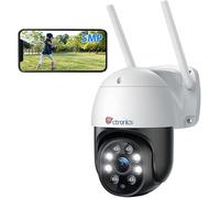 Ctronics 5MP Caméra Surveillance WiFi Extérieure, 2,4Ghz/5Ghz WiFi PTZ Camera IP 2880X1620P Couleur Vision Nocturne,Détection Humaine Auto Suivi, Audio Bidirectionnel,IP66 (2 PCS)