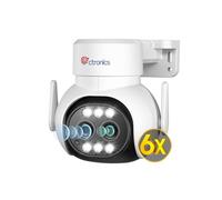 Ctronics 6X Zoom Hybride Caméra Surveillance WiFi Extérieure avec Suivi-Auto-Zoom, PTZ IP Caméra WiFi avec Double Objecti Détection Humaine Vision Nocturne Couleur Audio Bidirectionnel PC (1, Blanc)