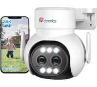 Ctronics caméra de sécurité, résolution 4MP, panoramique 355° & inclinaison 90°, WIFI 4MP 128G