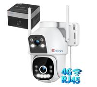 Ctronics Caméra de Surveillance Extérieure 4G LTE 2 Objectif , Détection Humaine, Vision Nocturne Couleur, Audio Bidirectionnel, PTZ