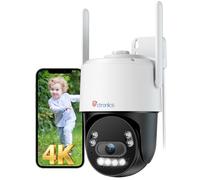 Ctronics Caméra de Surveillance Extérieure 4K WiFi 8MP PTZ avec Vision Nocturne en Couleur, Détection Humains/Véhicules/Animaux, WiFi 2,4/5GHz, Compatible NVR, Audio Bidirectionnel, IP66