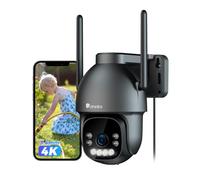 Ctronics Caméra de Surveillance Extérieure 4K WiFi, Caméra PTZ 8MP avec Vision Nocturne en Couleur, WiFi 2,4/5GHz, Détection Humains/Véhicules/Animaux, Compatible NVR, Audio Bidirectionnel, IP66