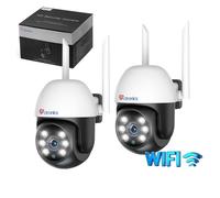 Ctronics Lot de 2 Caméra Surveillance WiFi Exterieure, 1080P PTZ Suivi Auto Détection Humaine 350°90° Vision Nocturne Couleur 20M