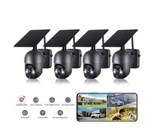 Ctronics Lot de 4 KIT CAMERA DE SURVEILLANCE Sans Fil 2K 4MP WiFi 2.4Ghz Extérieur,Vision 25M,PIR Détection Humaine,Noir