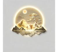 CTSSWMWY Décoration murale 3D à LED, sculpture en relief de paysage de | Porcelaine cristal de luxe, télécommande et prise d'alimentation pour couloir, salon et bureau (G, 75 x 65 cm)