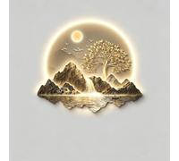 CTSSWMWY Décoration murale 3D à LED, sculpture en relief de paysage de | Porcelaine cristal de luxe, télécommande et prise d'alimentation pour couloir, salon et bureau (A, 94 x 81 cm)