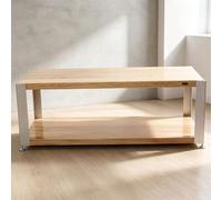 CTSSWMWY Meuble HiFi en Aluminium avec Étagères en Bois pour Platine Vinyle | Meuble HiFi avec cadre en alliage d'aluminium, étagères en bois pour platine(Natural,45.2x20x15.7in)